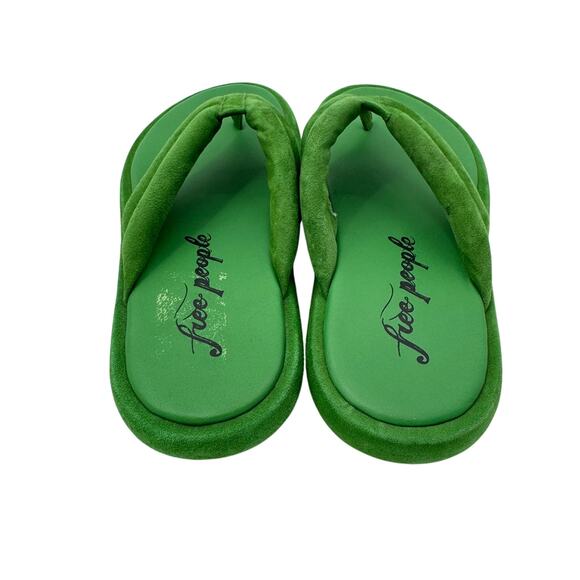 Free‎ People Women's Wonderland Green Leather Suede Thong Sandals Size 38 - Picture 7 of 9